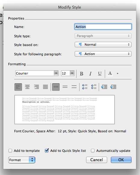 Screenplay Style Slug